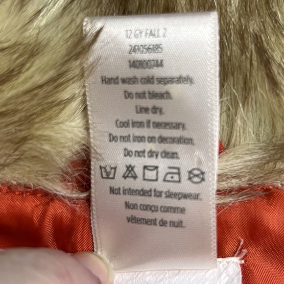 Gymboree Girls XS 3-4 Red-Orange Wool Toggle Coat‎ Faux Fur Collar Peacoat EUC - Picture 8 of 9